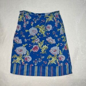 Gap Womens Blue Floral Print A-Line Midi Skirt Size Medium Colorful
